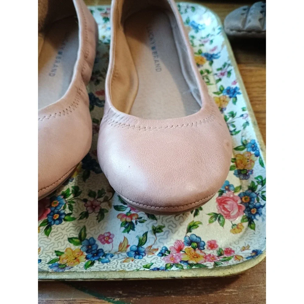 Women's LUCKY BRAND Erin Ballet Flats Slip On‎ Comfort Tan Leather Sz 7.5